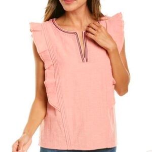 Frye Ruffle Cap Sleeve Woven Blouse DESERTS SAND